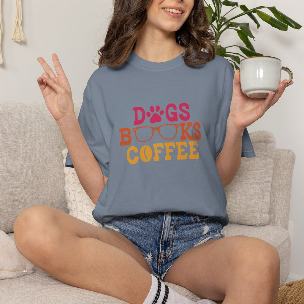 Dogs Books Coffee T-shirt