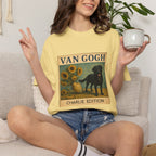 Personalized Black Lab Van Gogh Sunflowers Down T-Shirt