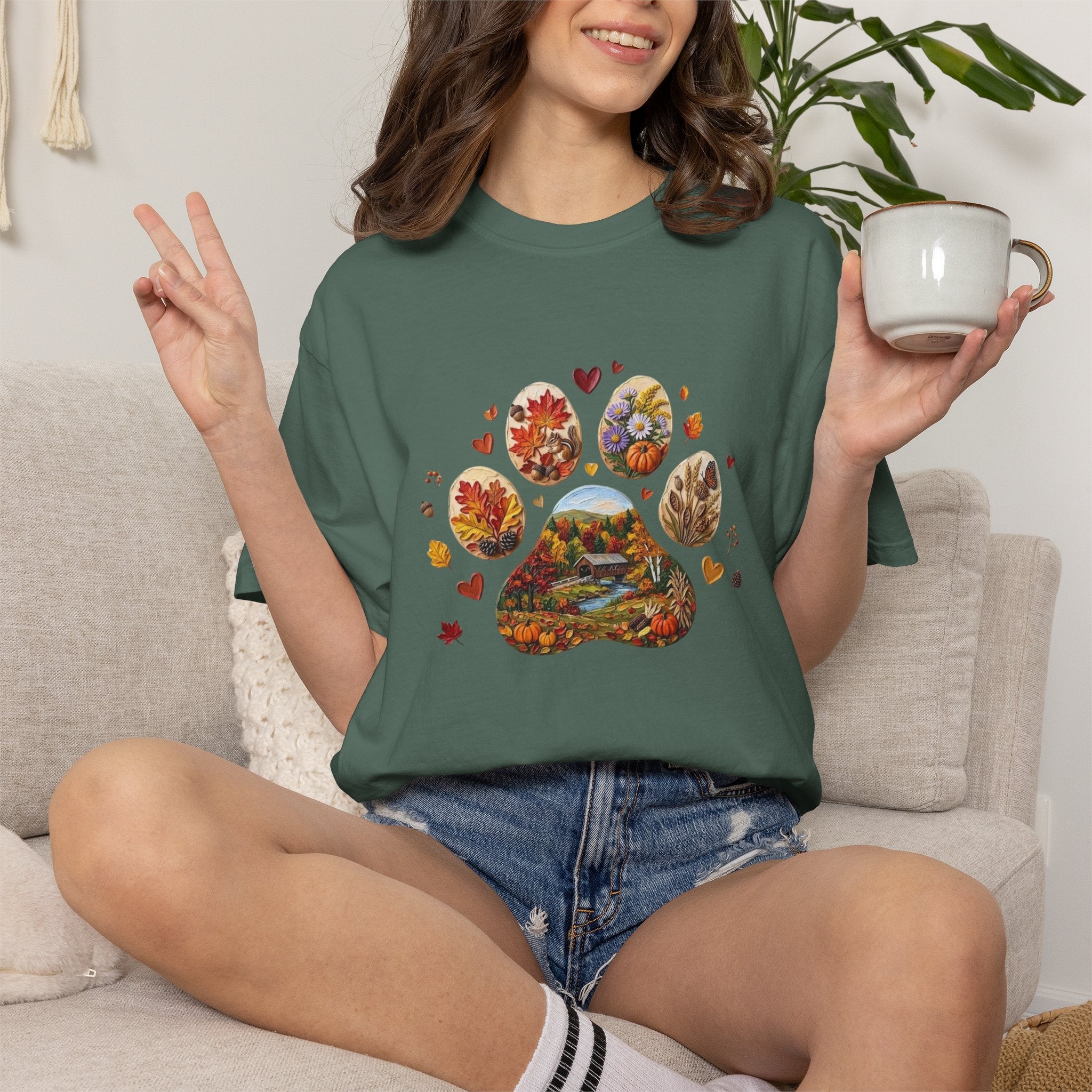 Fall Dog Paw T-shirt