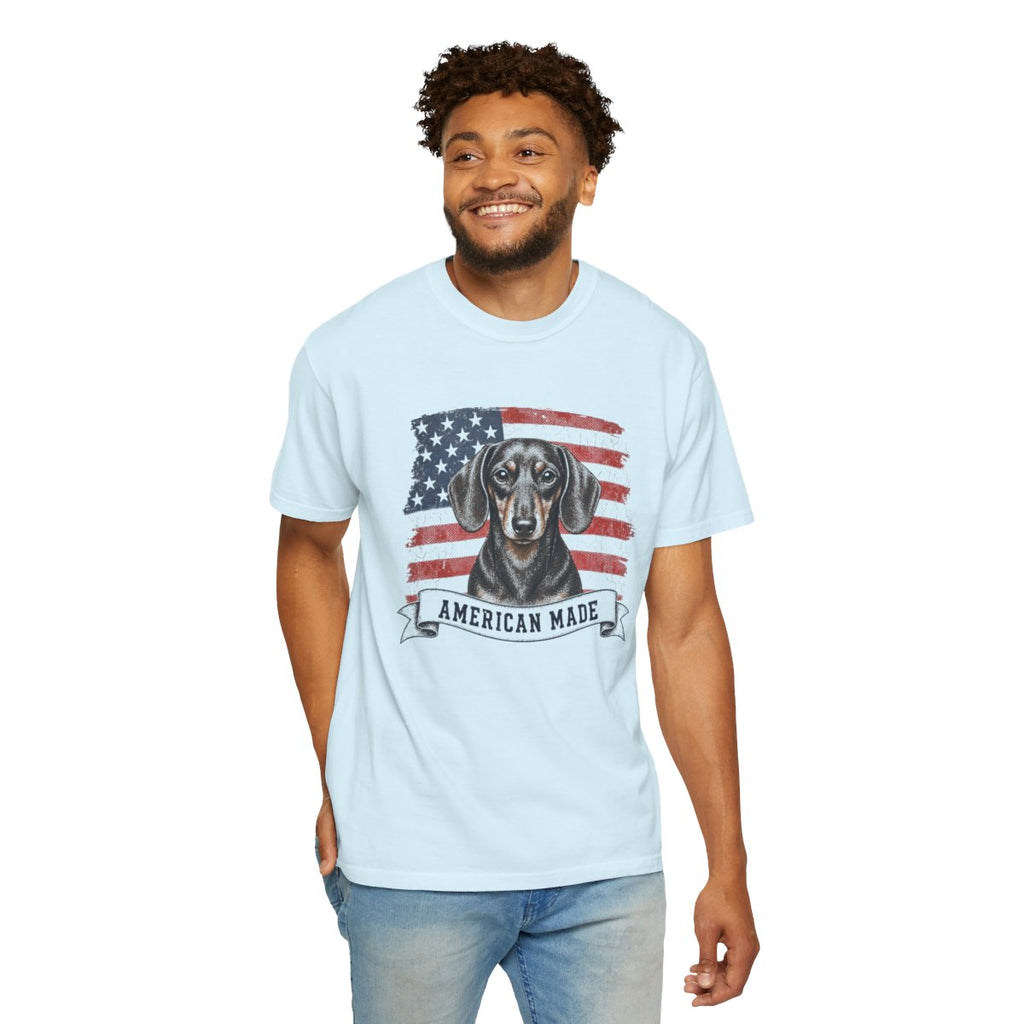 Dachshund American Made USA flag T-shirt