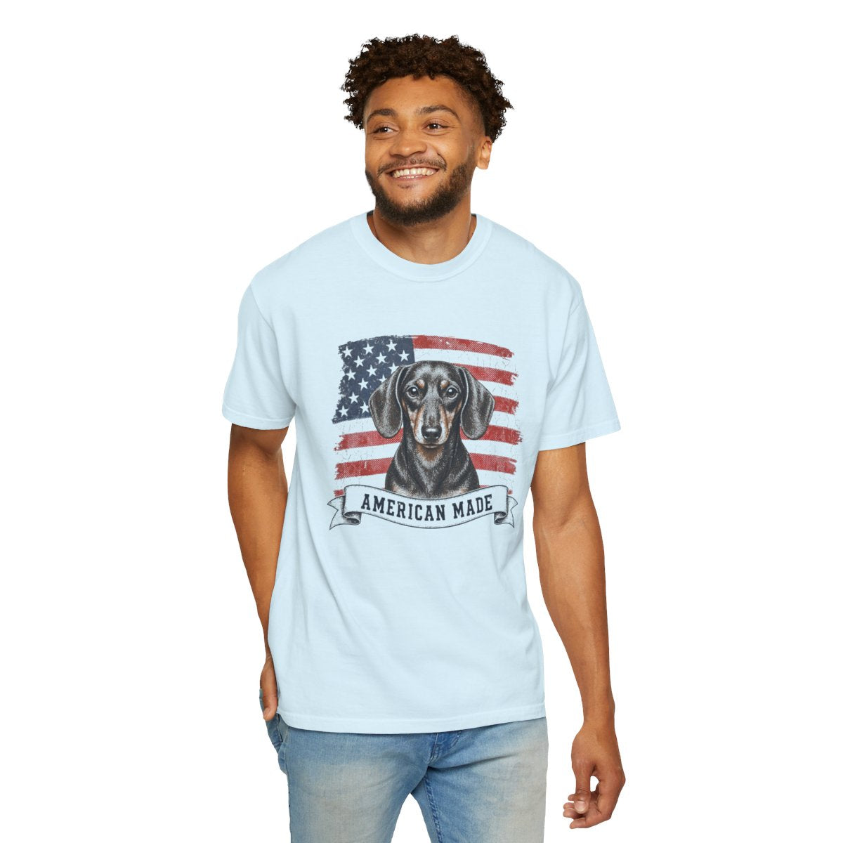 Dachshund American Made USA flag T-shirt