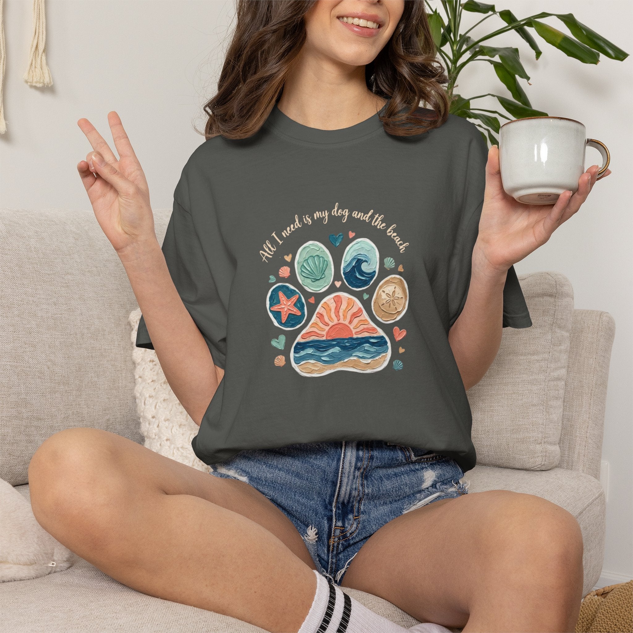 Coastal Dog Lover T-Shirt for Beach Loving Dog Moms
