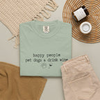 Happy People Pet Dogs and Drink Wine T-shirt