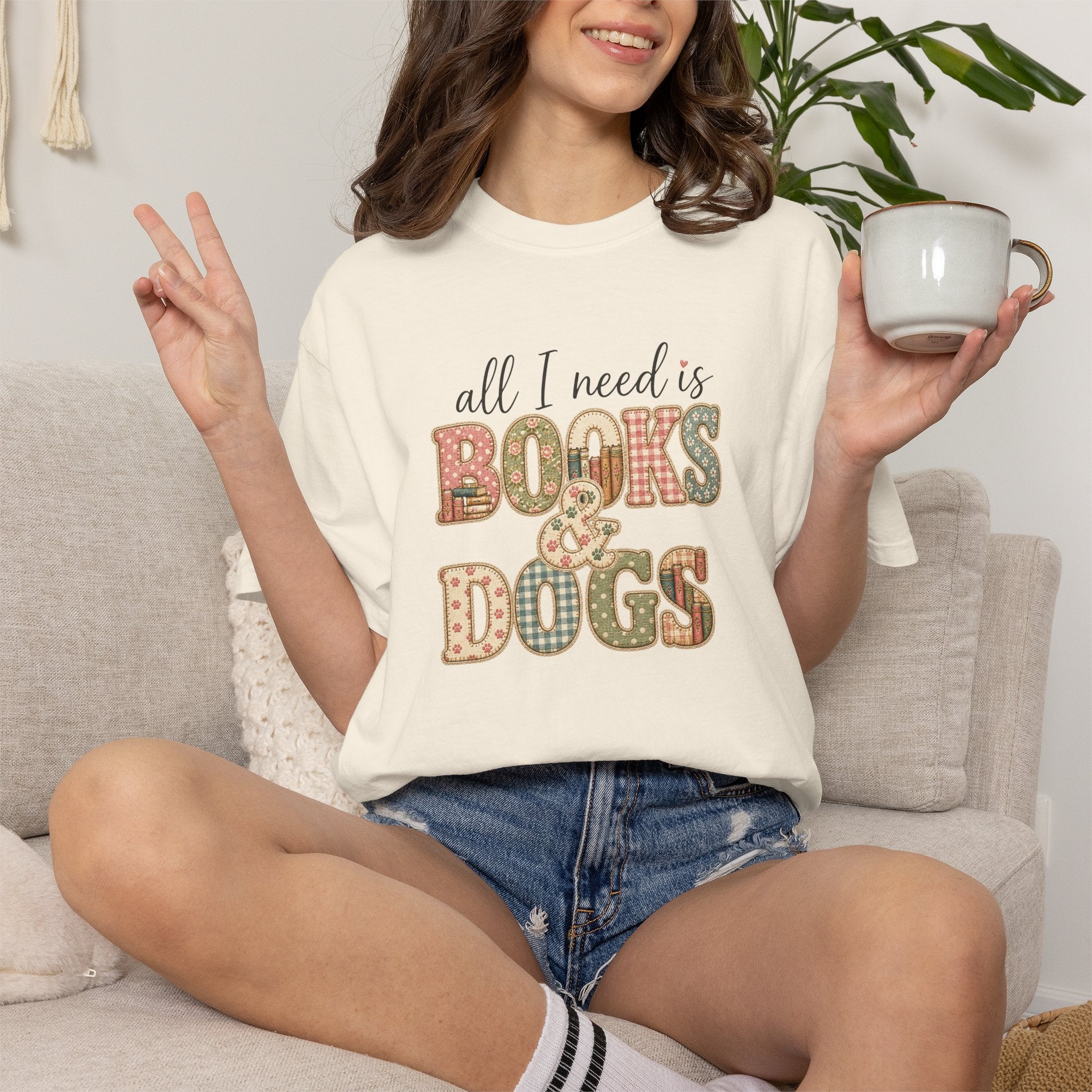All I Need is Books & Dogs T-shirt