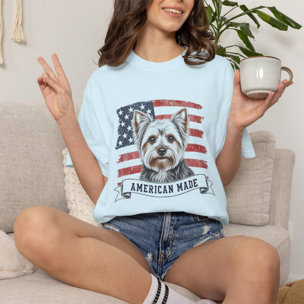Yorkshire Terrier American Made USA flag T-shirt