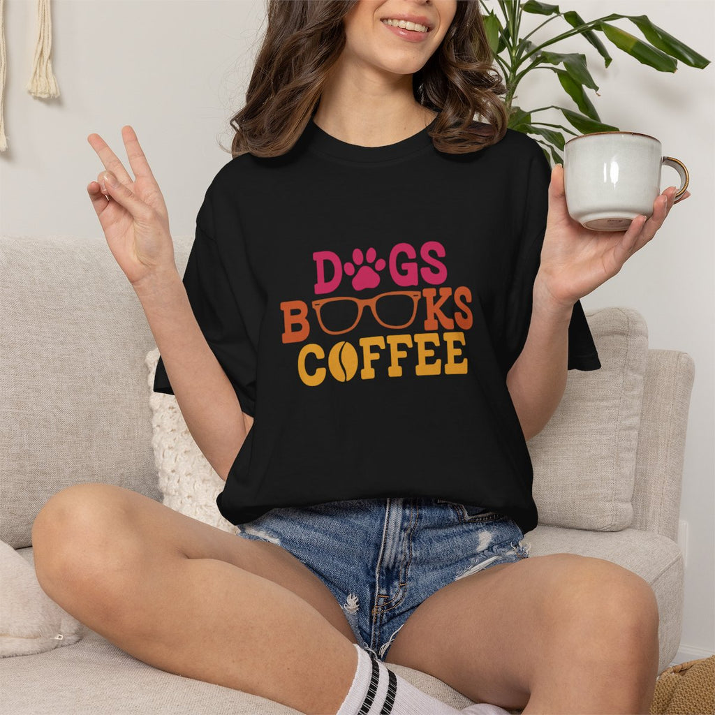 Dogs Books Coffee T-shirt