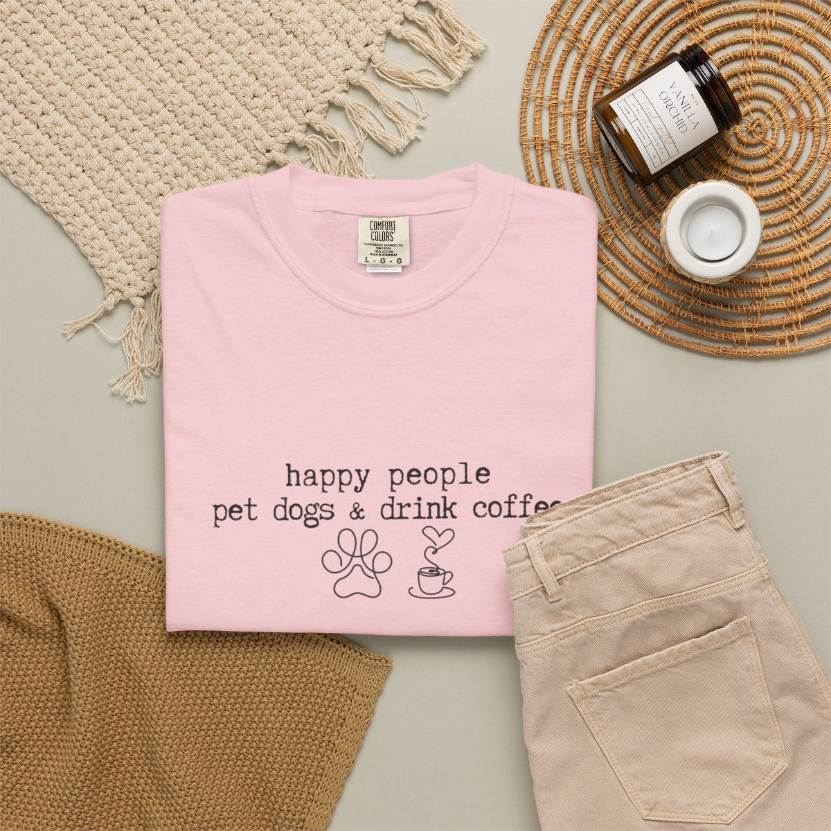 Happy People Pet Dogs and Drink Coffee T-shirt