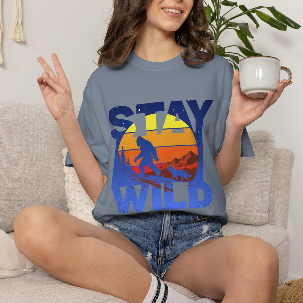 Stay Wild Big Foot and Dog T-shirt