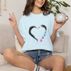 Pride Rainbow Paw Brushstroke Heart T-Shirt