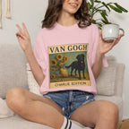 Personalized Black Lab Van Gogh Sunflowers Down T-Shirt