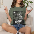 Personalized Dog Movie Poster T-shirt  – Custom Film Noir Pet Portrait Shirt, Vintage Cinematic Dog Lover Gift