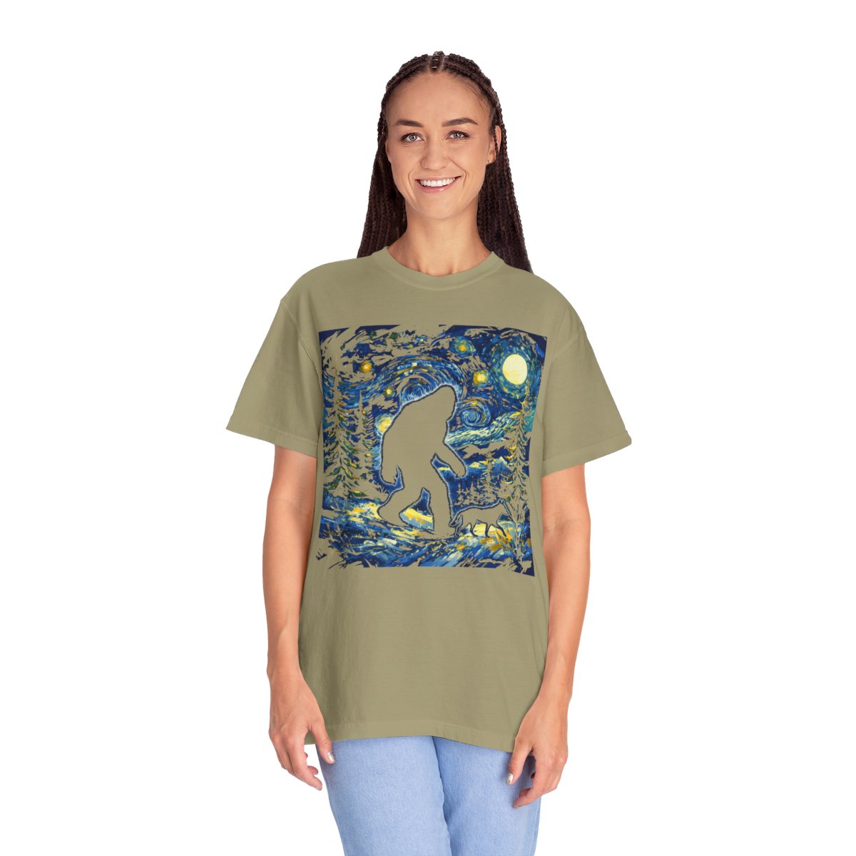 Big Foot walks the Dog on a Starry Night T-Shirt
