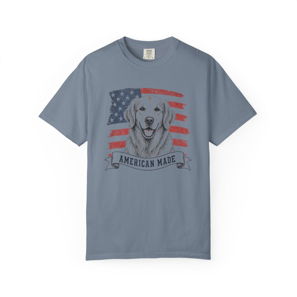 Golden Retriever American Made USA flag T-shirt