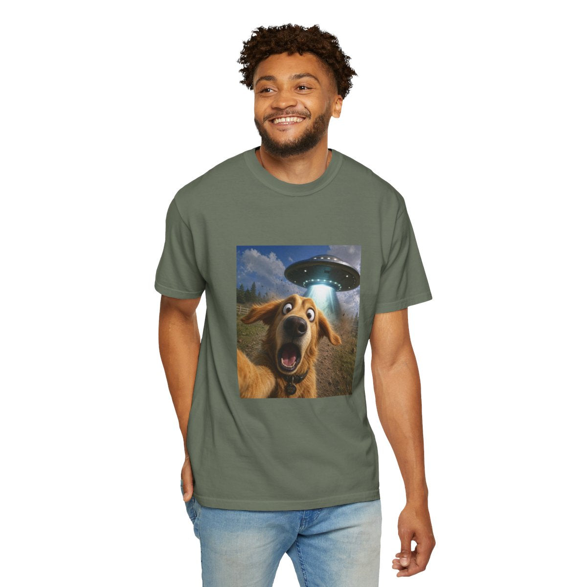 Dog UFO Selfie T-shirt