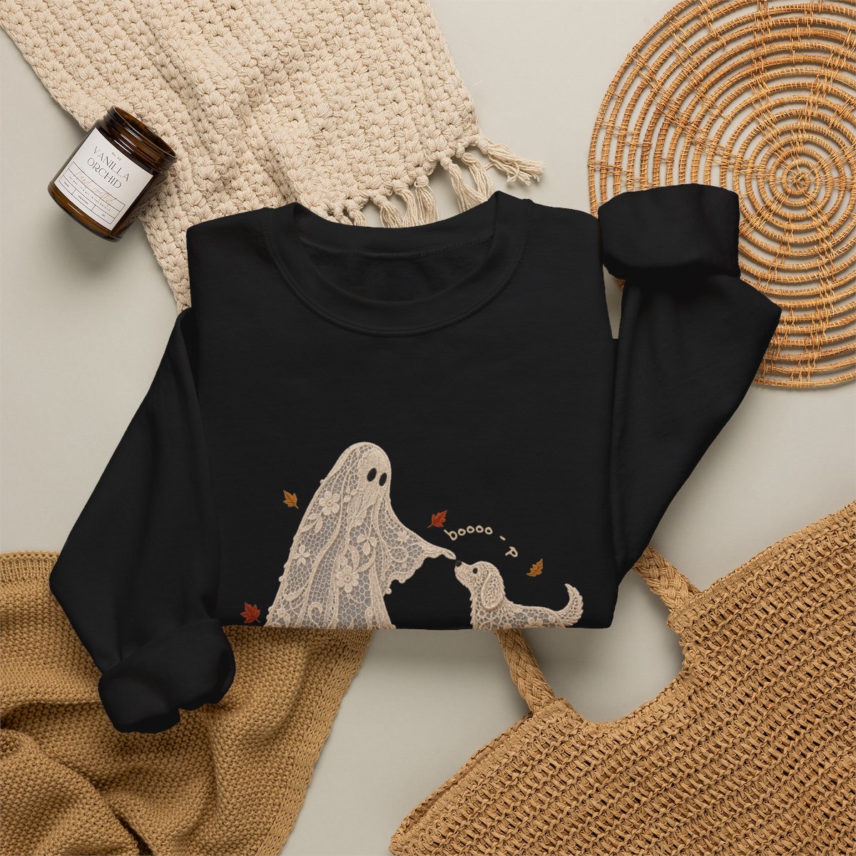 Lace Ghost and Dog Boooo-p Sweatshirt