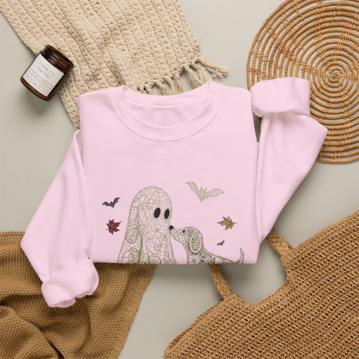 Lace Ghost with Lace Dog in Autumn T-shirt