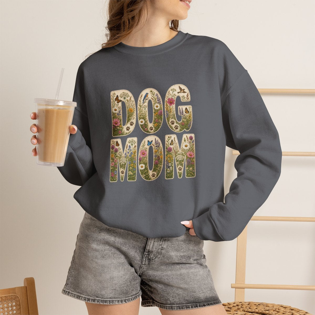 Dog Mom Wildflower Crewneck Sweatshirt