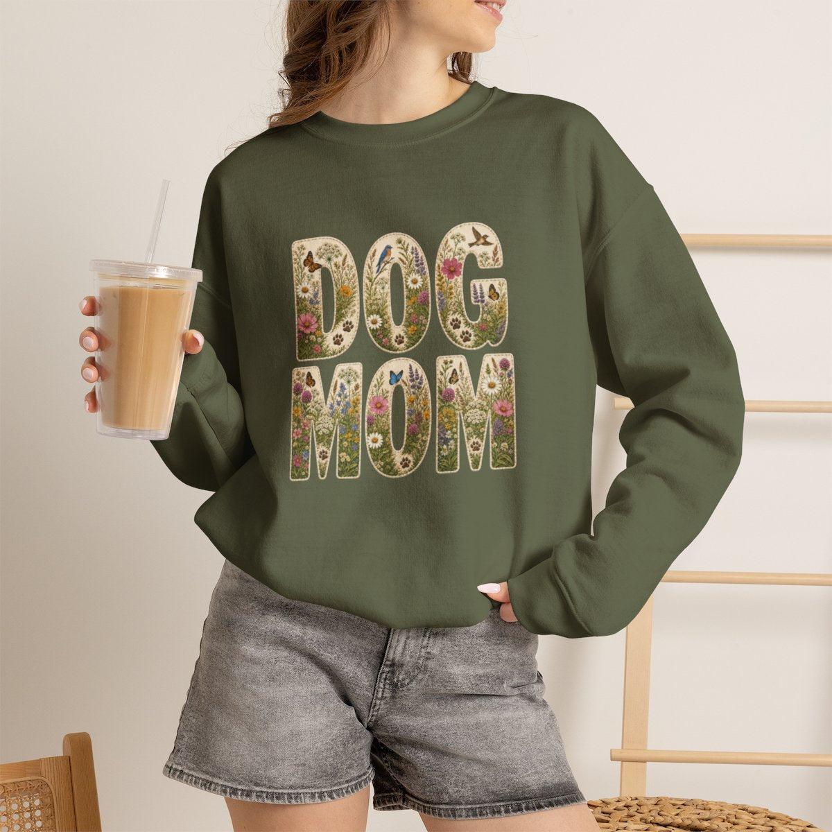 Dog Mom Wildflower Crewneck Sweatshirt
