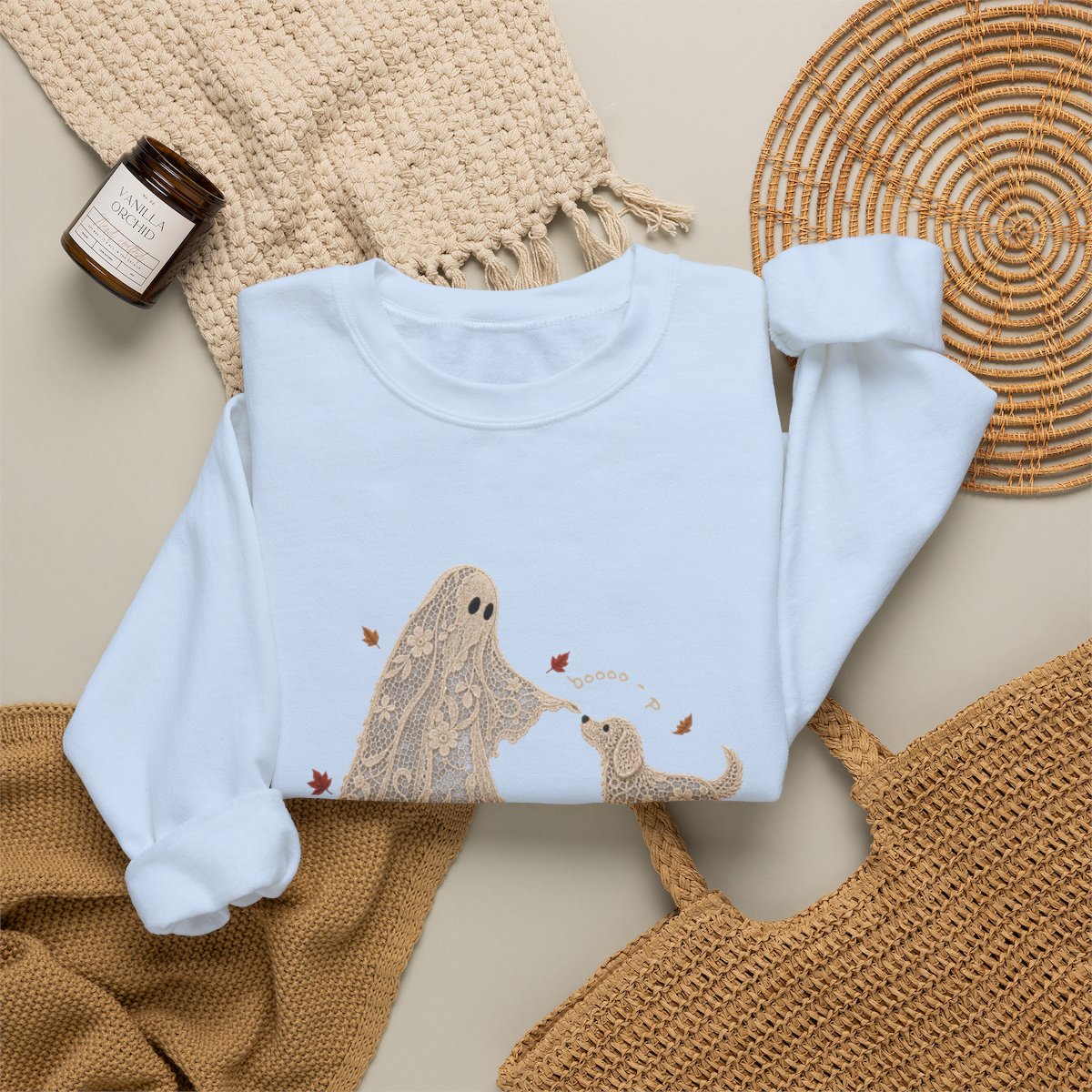 Lace Ghost and Dog Boooo-p Sweatshirt