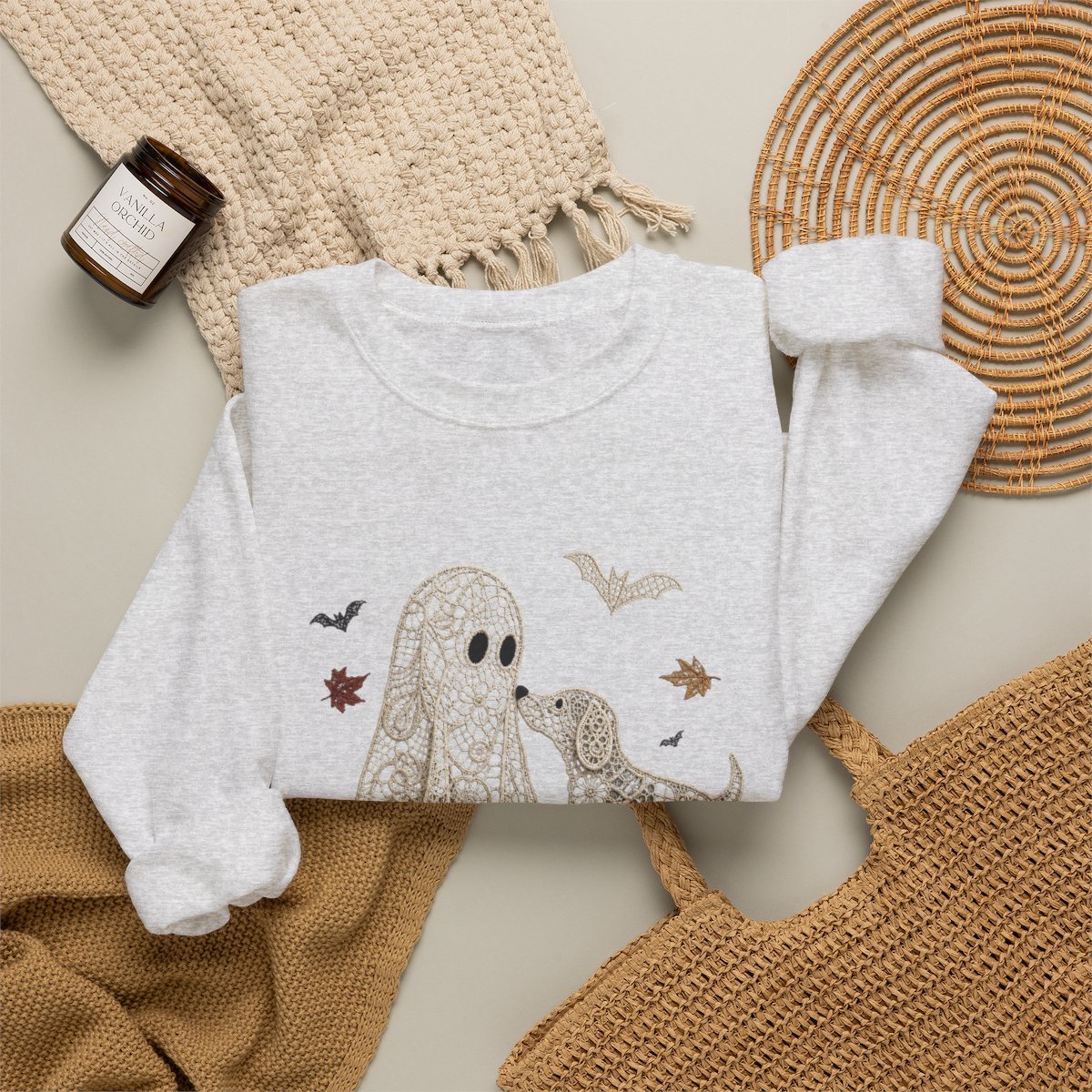 Lace Ghost with Lace Dog in Autumn T-shirt