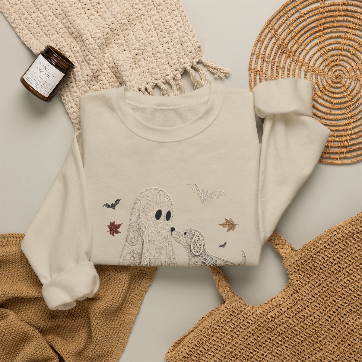 Lace Ghost with Lace Dog in Autumn T-shirt