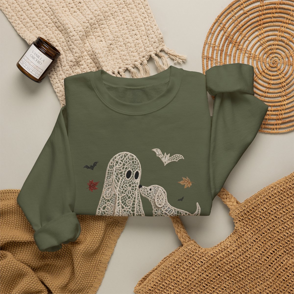 Lace Ghost with Lace Dog in Autumn T-shirt