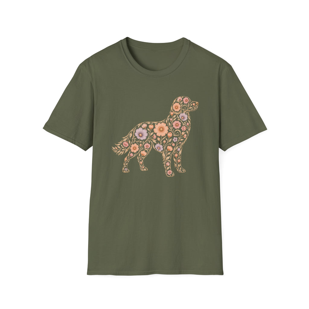 Golden Retriever Floral T-shirt