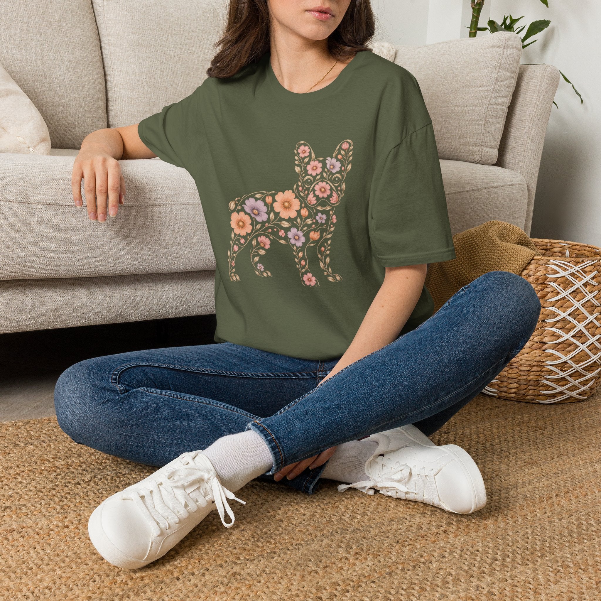 Floral French Bulldog T-Shirt