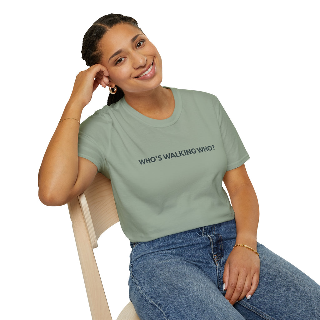 Who’s Walking Who Tee – Funny Dog Owner T-Shirt
