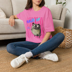 Hair of the Dog Pug Hangover T-Shirt. Pink stripes, blue gradient text