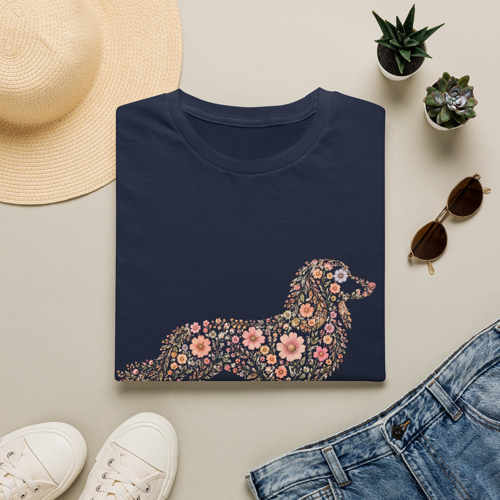Long Haired Dachshund Floral T-shirt