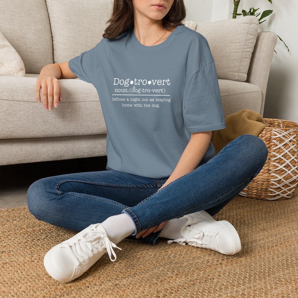 Dogtrovert Definition T-shirt. A Night out is staying home with the dog.