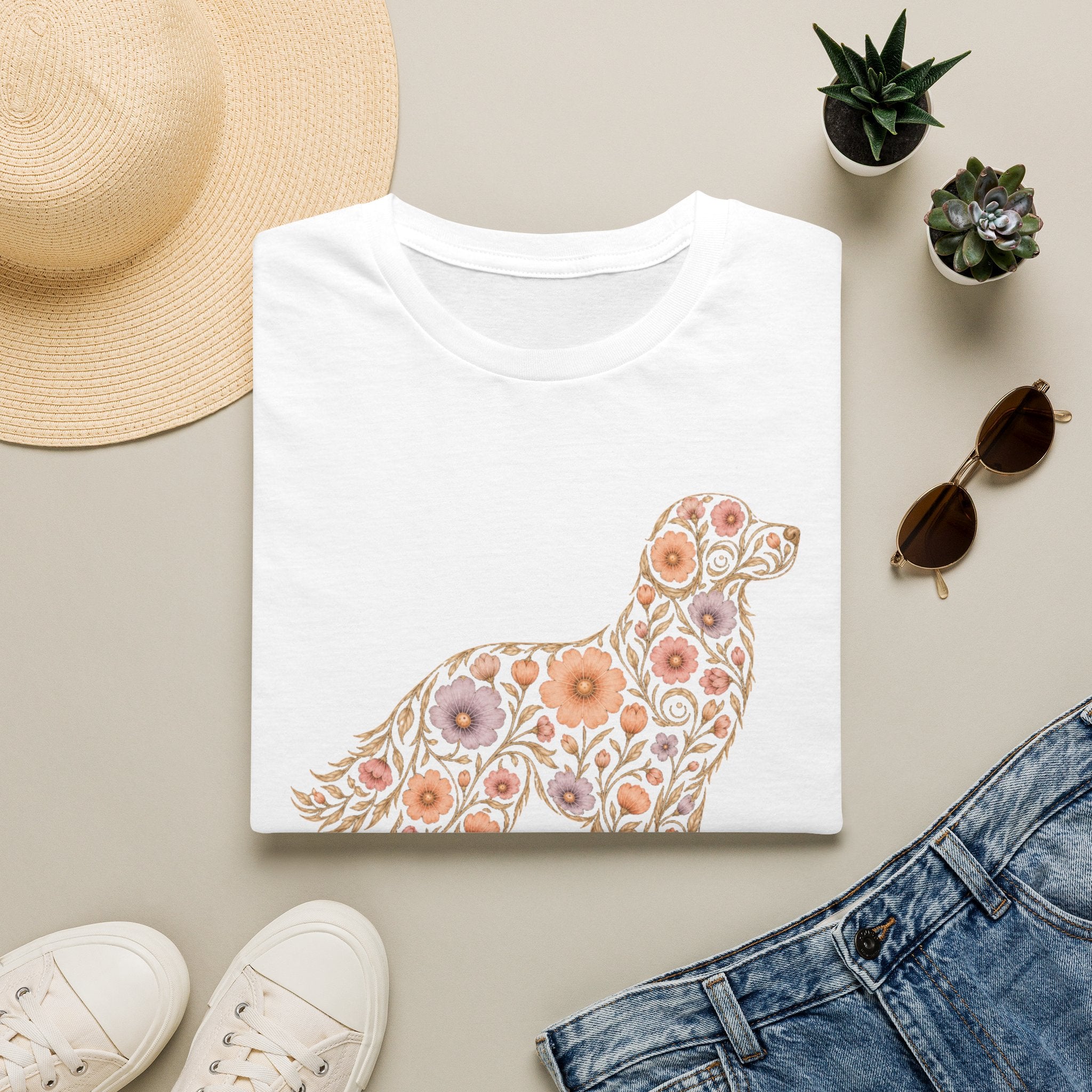 Golden Retriever Floral T-shirt