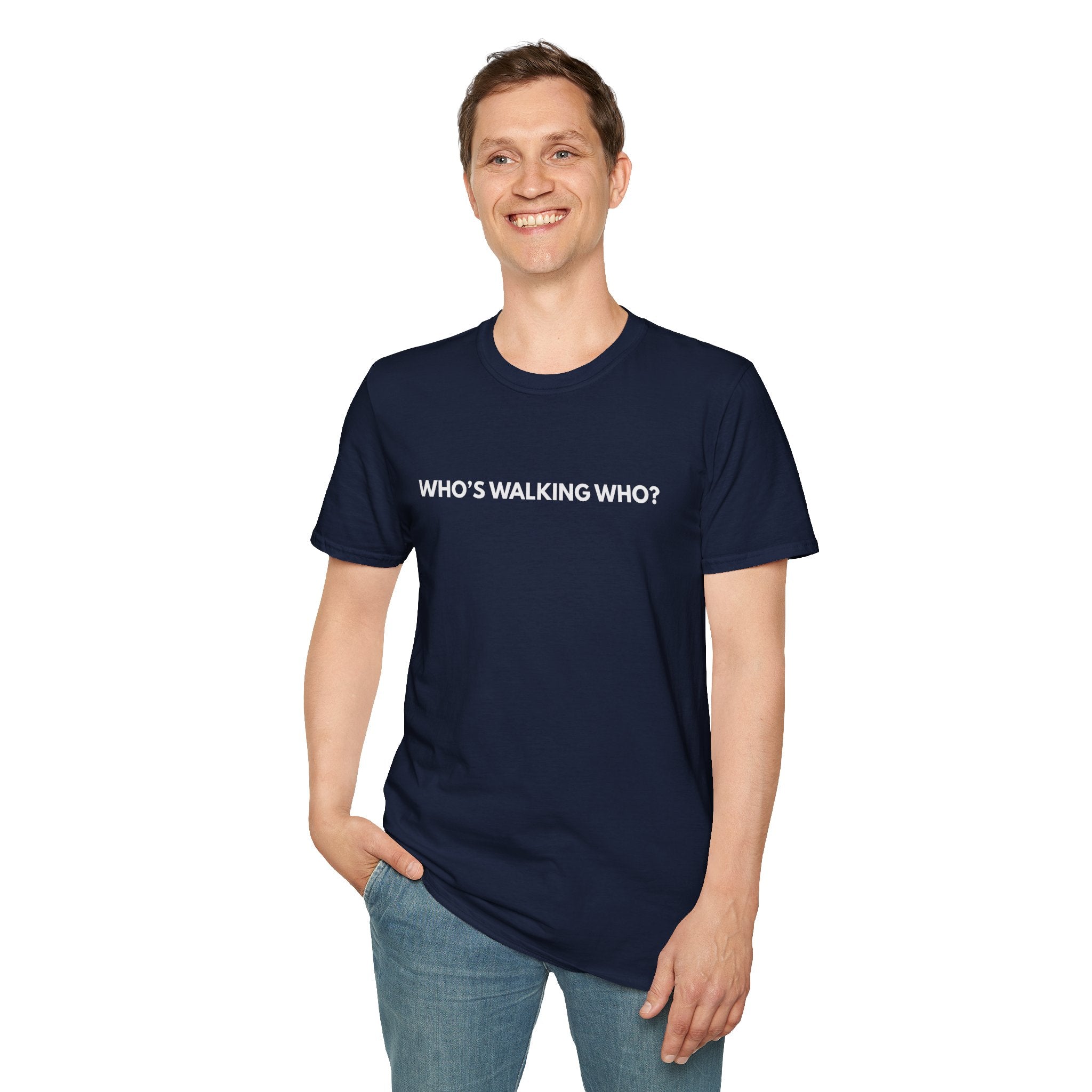 Who’s Walking Who Tee – Funny Dog Owner T-Shirt