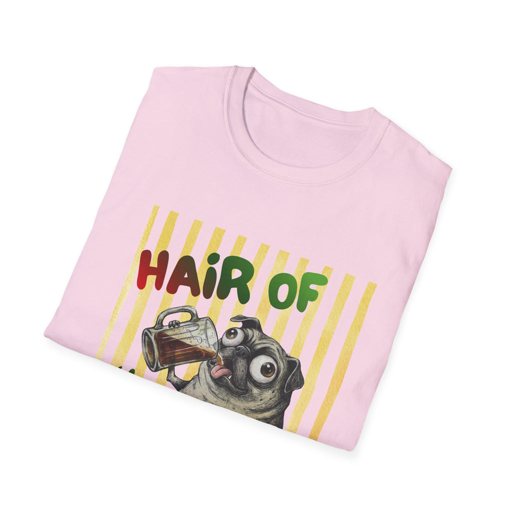 Hair of the Dog Pug with Beer T-shirt, Yellow stripes