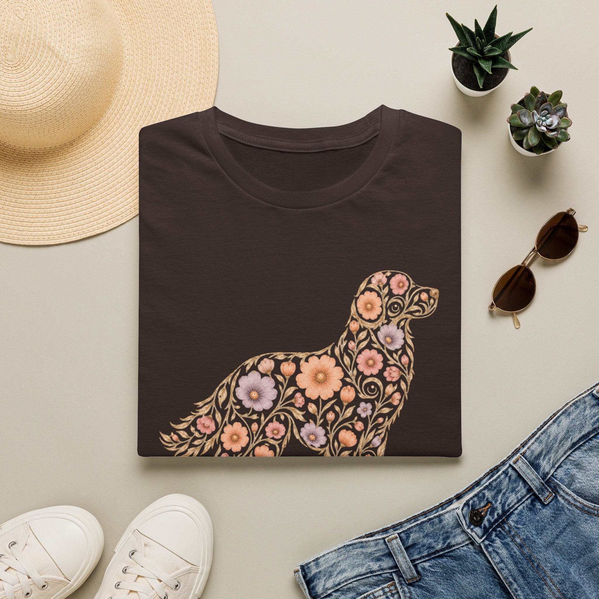 Golden Retriever Floral T-shirt