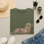 Long Haired Dachshund Floral T-shirt