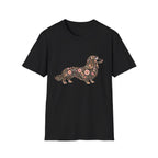 Long Haired Dachshund Floral T-shirt