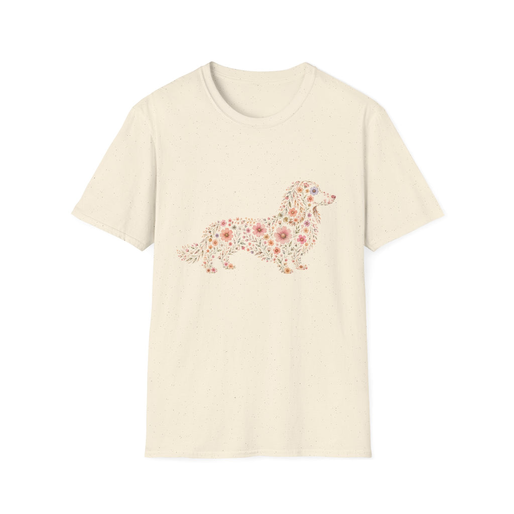 Long Haired Dachshund Floral T-shirt