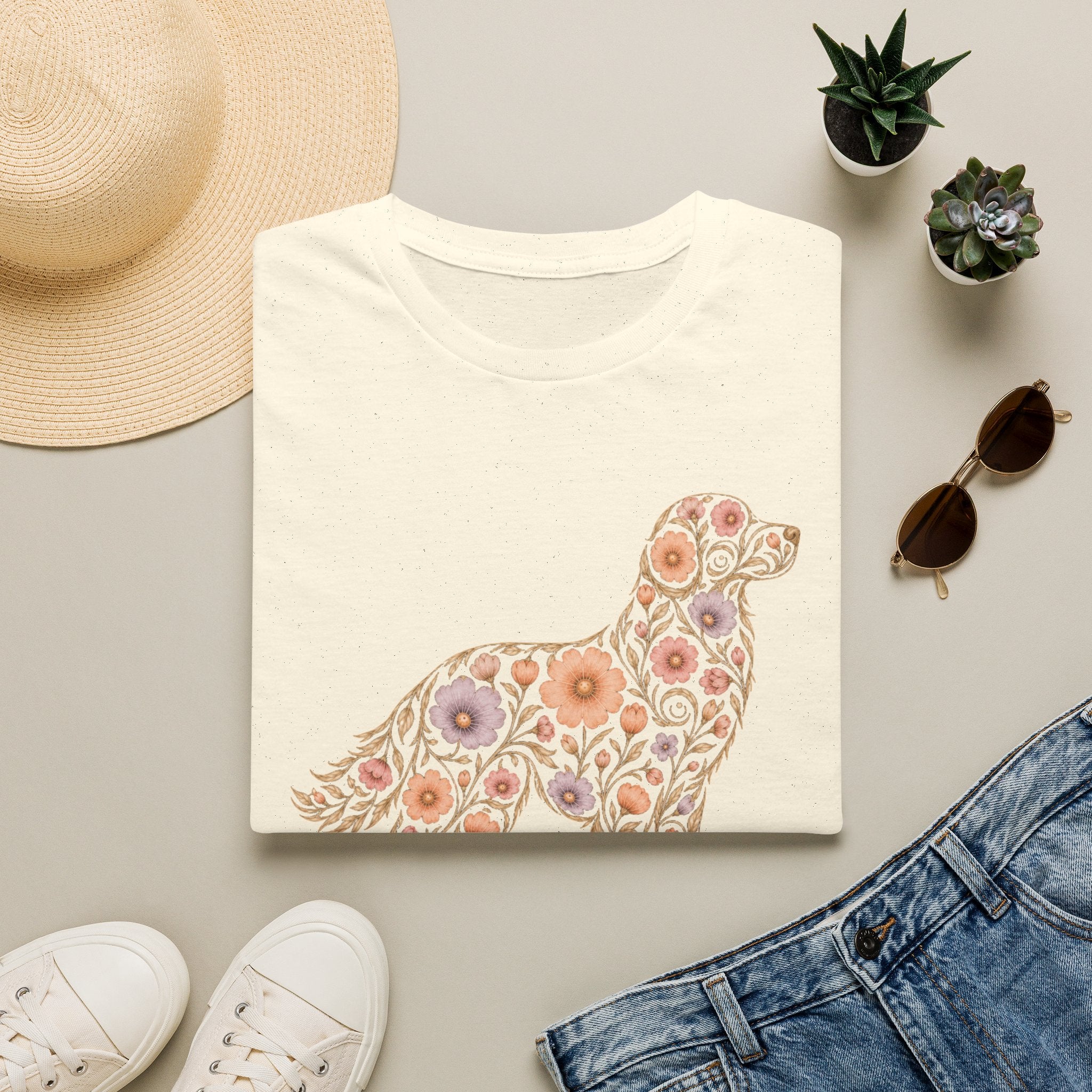 Golden Retriever Floral T-shirt
