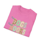 Pet Dogs, Read Books, Be Happy faux patchwork T-Shirt