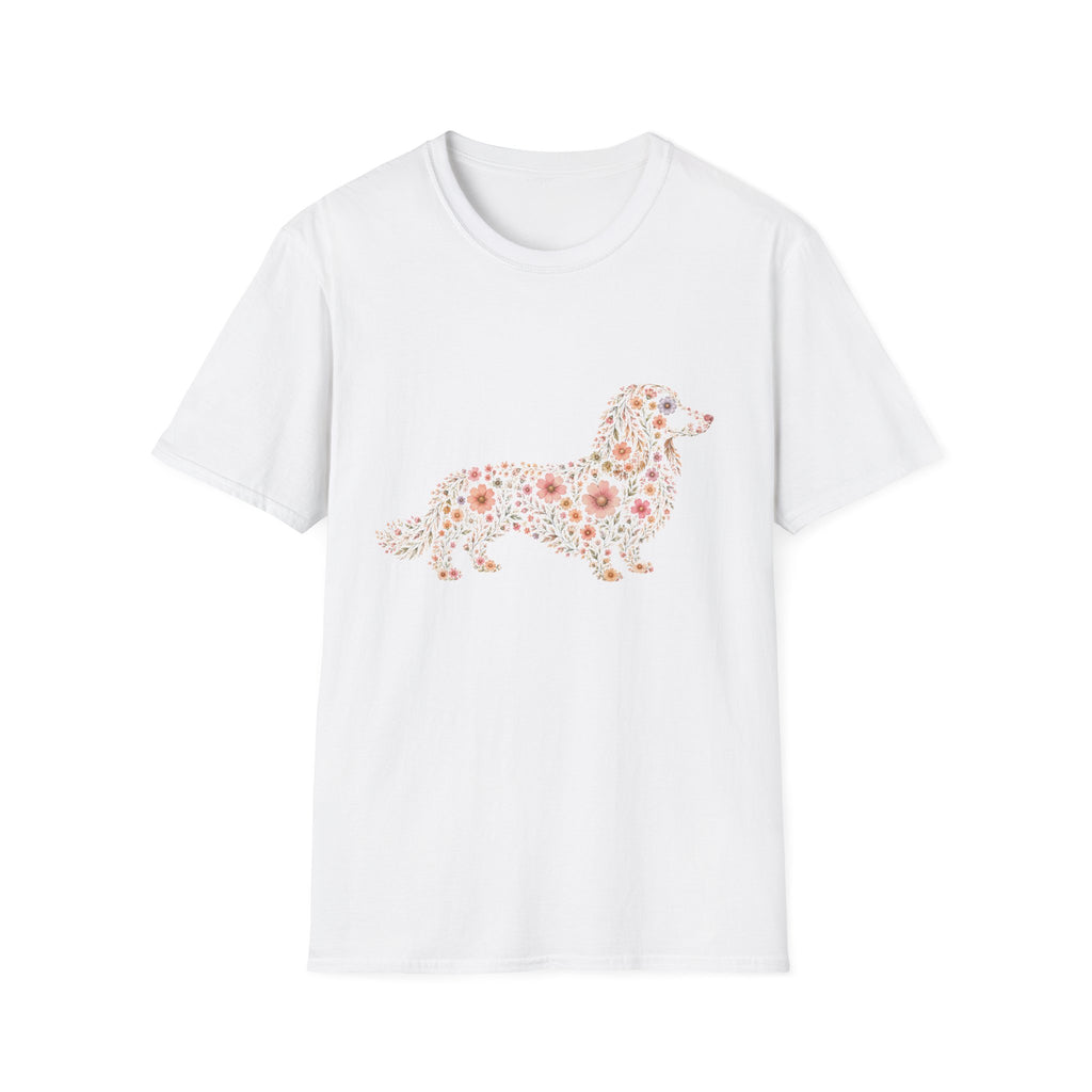 Long Haired Dachshund Floral T-shirt