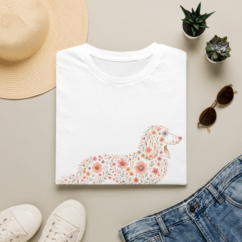 Long Haired Dachshund Floral T-shirt