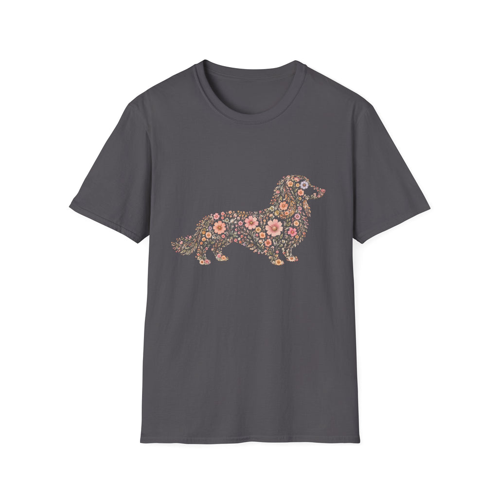 Long Haired Dachshund Floral T-shirt