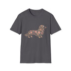 Long Haired Dachshund Floral T-shirt