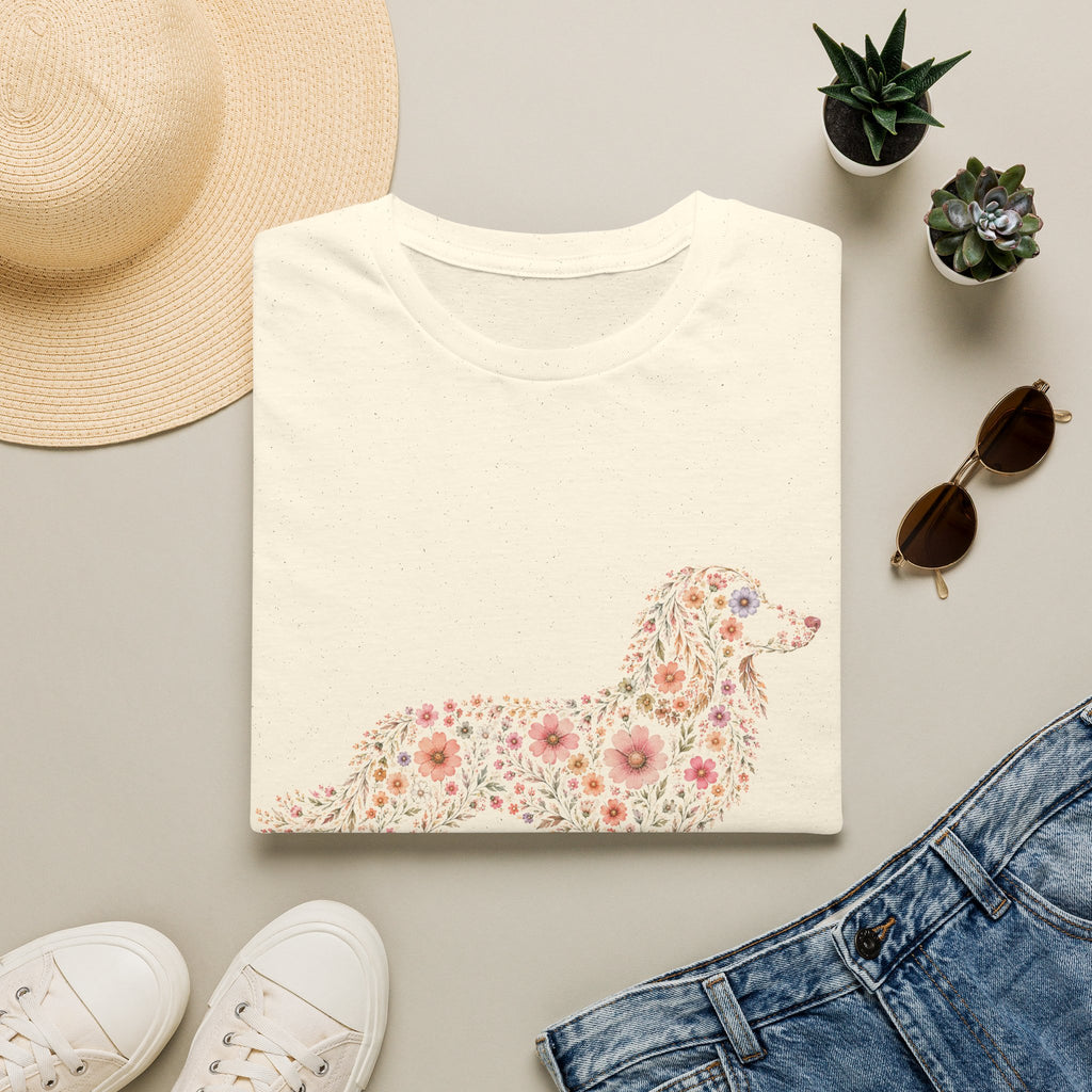Long Haired Dachshund Floral T-shirt